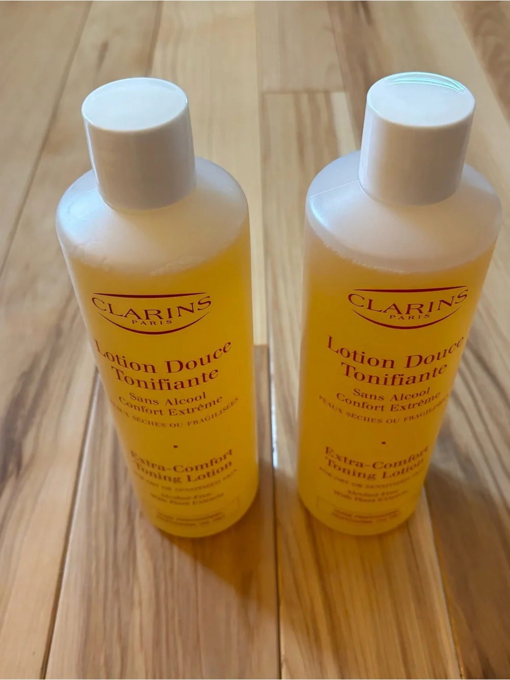 NEW Clarins Extra Comfort Toning Lotion- Set of 2, 16.9 fl oz each Salon Size